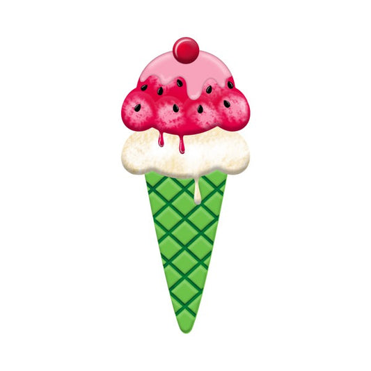 12"H METAL WATERMELON ICE CREAM CONE - RED/GREEN/PINK/BLACK/WHT - MD1374C4