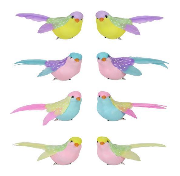 3 ASST,4.75"L FTHR POLKA DOT BIRD W/CLIP - ME0179