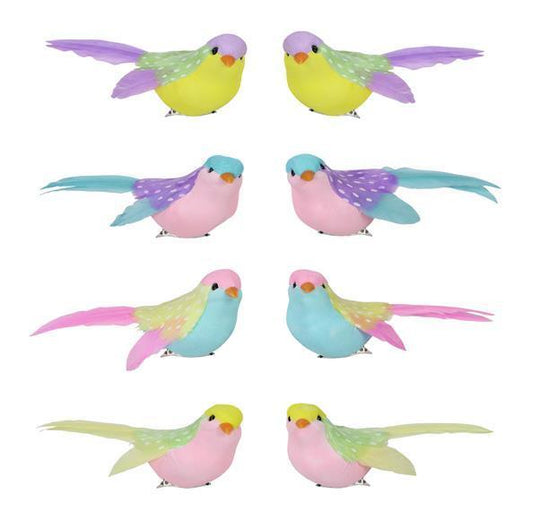 3 ASST,4.75"L FTHR POLKA DOT BIRD W/CLIP - ME0179