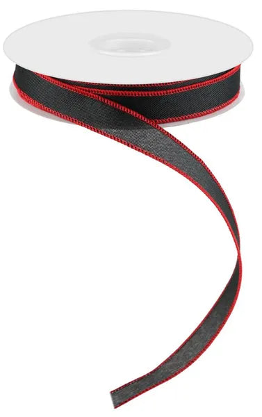 7/8"X25YD VALUE FAUX BURLAP-BLACK/RED-RC5005WJ