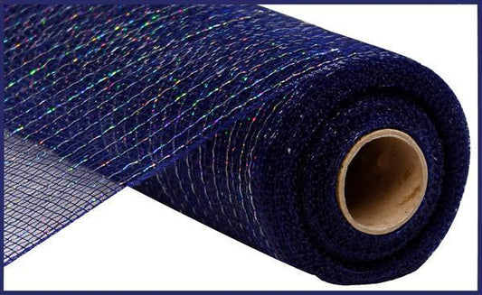 10"X10YD METALLIC MESH NAVY W/LASER SILVER FOIL - RE1301MR