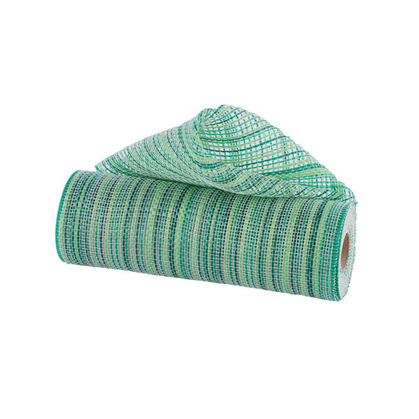 10"X10YD VERTICAL MULTICOLOR STRIPE MESH - HNTR/EMERALD/LIME GRN/CRM - RE1369YK