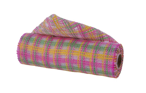 10" x 10yd Plaid Mesh-Hot Pink/Lime/Yellow-RE13841H