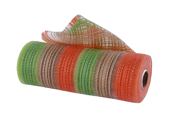 10" x 10yd Vertical Stripe Mesh-Lime/Natural/Orange-RE13851N