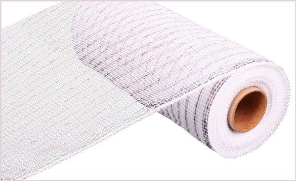 10.25"X10YD WHITE WITH SILVER FOIL METALLIC MESH - RE800127