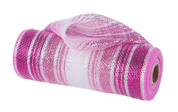 10.25"X10YD METALLIC FOIL OMBRE MESH-HOT PNK/LT PNK/WHT/IRID-RE8609CW