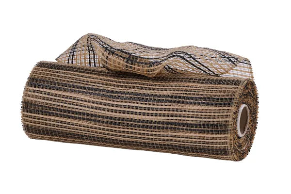 10"X10YD HORIZONTAL WIDE STRIPE MESH-NATURAL/BLACK-RE8902TR