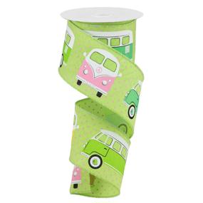 2.5"X10YD VINTAGE BUS ON ROYAL - BRIGHT GREEN/MULTI - RGA164209