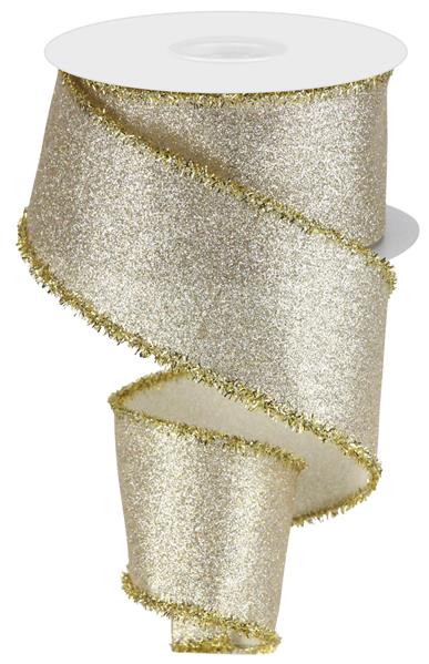 2.5"X10YD SHIMMER GLITTER/TINSEL - CHAMPAGNE - RGA830944