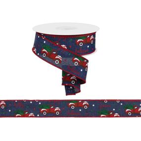 1.5"X10YD CHRISTMAS TRUCKS ON ROYAL - NAVY/WHITE/RED/GREEN - RGB100219