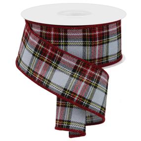 1.5"X10YD PRINTED PLAID LOOK/FUZZY ROYAL - NAVY/DARK GREEN/RED/YELLOW/WHITE - RGB104510