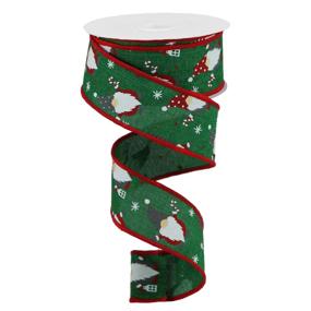 1.5"X10YD CHRISTMAS GNOMES ON ROYAL - EMERALD/RED/WHITE - RGB107106