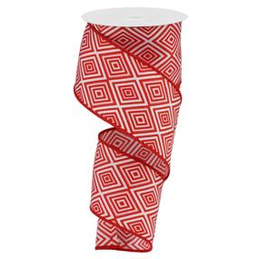 2.5"X10YD DIAMOND - WHITE, RED - RGB110845