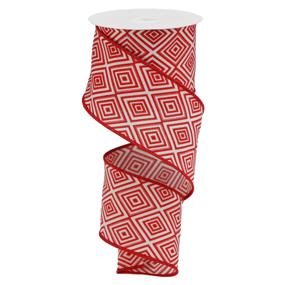 2.5"X10YD DIAMOND - CREAM, RED - RGB11102C