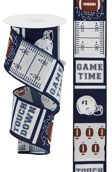 2.5"X10YD NAVY FOOTBALL BLOCK PATTERN - RGC115519