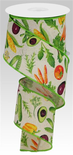 2.5"X10YD GARDEN VEGETABLES - CREAM AND MULTI - RGC1174C2