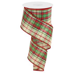 2.5"X10YD WOVEN PLAID - RED, CREAM, GREEN, BLACK - RGC1398
