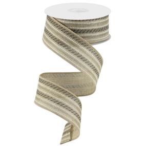 1.5"X10YD SLASH STRIPE ROYAL BURLAP - BLACK GREY WHITE LIGHT BEIGE - RGC195101