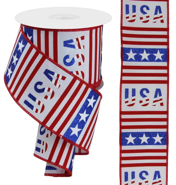 2.5"X10YD GLTTR USA/STRIPE/STAR-WHITE/RED/BLUE-RGE108227