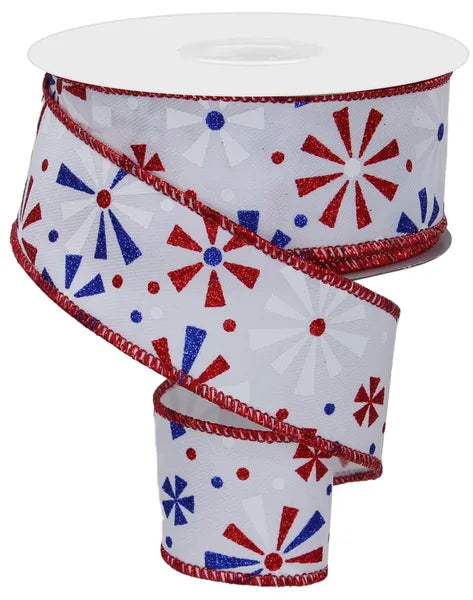 1.5"X10YD VINTAGE PINWHEELS-WHITE/RED/ROYAL BLUE-RGE115527
