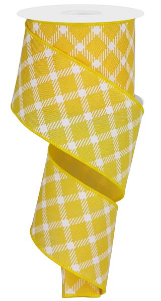 2.5"X10YD DIAMND CHECK/FAUX ROYAL BURLAP - SUN YELLOW/WHITE - RGE161129