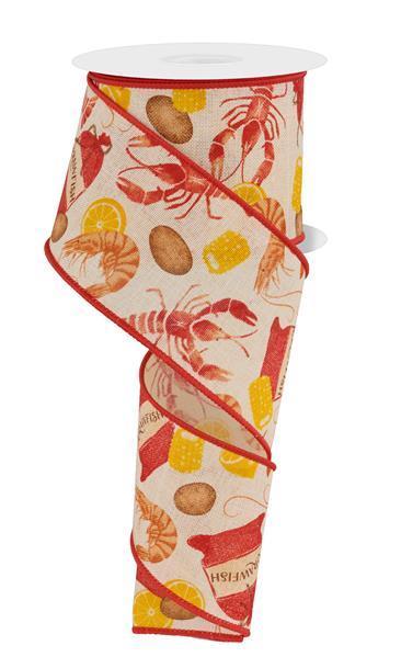 2.5"X10YD CRAWFISH ON ROYAL BURLAP - RGF1074C2