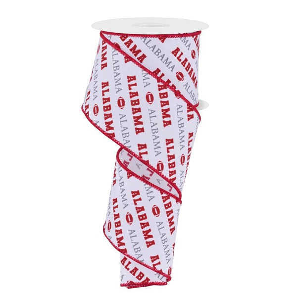 2.5"X10YD ALABAMA DIAGONAL PATTERN - WHITE/CRIMSON/GREY - RGF1110