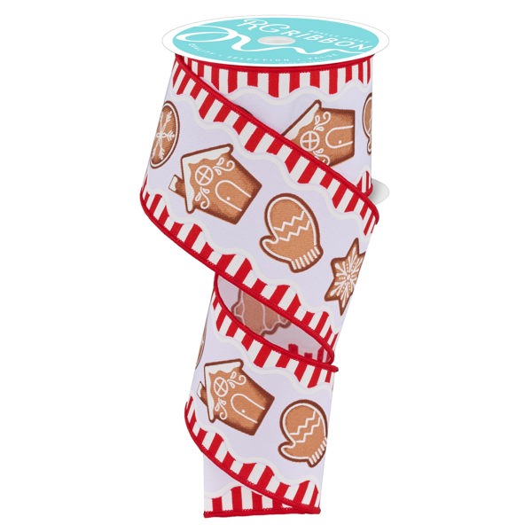 2.5"X10YD GINGERBREAD COOKIES - WHITE/MULTI - RGF119327