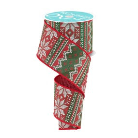 2.5"X10YD FAIR ISLE SWEATER - RED GREEN WHITE - RGF1387R9
