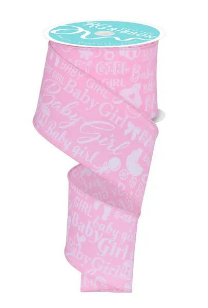 2.5"X10YD BABY GIRL-WHITE/LIGHT PINK-RGF140315
