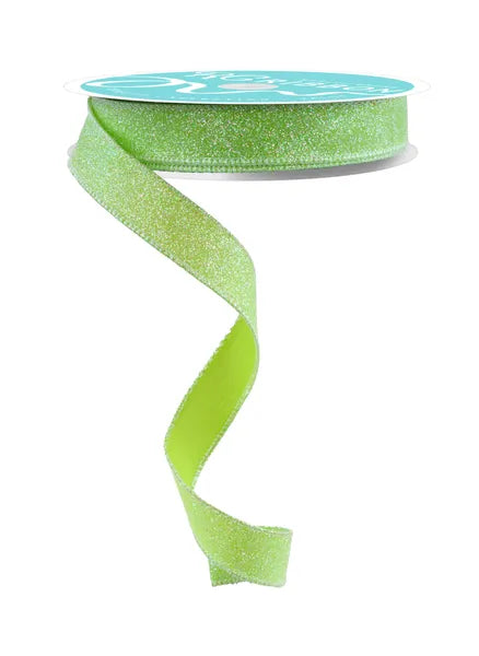 5/8"X10YD IRIDESCENT GLITTER ON SATIN-LIME GREEN/IRIDESCENT-RGF147833