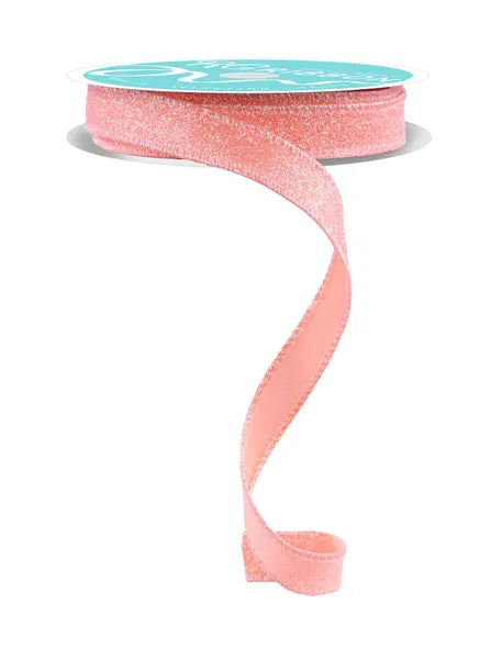 5/8"X10YD IRIDESCENT GLITTER ON SATIN-CORAL/IRIDESCENT-RGF14788K
