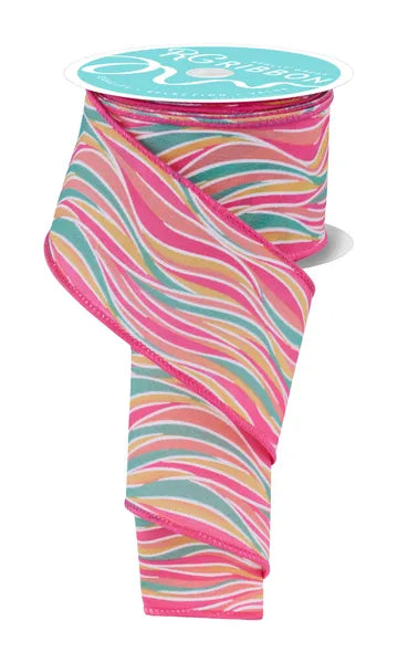 2.5"X10YD WAVY STRIPES-PEACH/PINK/YLLW/MINT-RGF1940ET