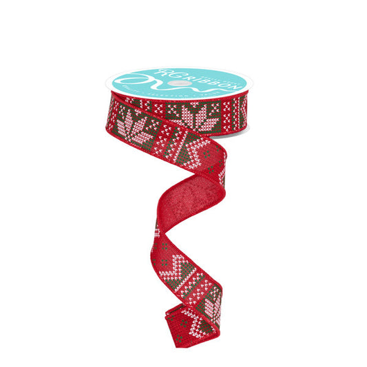 7/8"X10YD FAIR ISLE SWEATER - RED/CRIMSON/JADE/WHITE - RGF7389F3