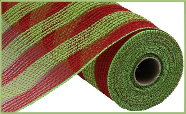 10.25"X10YD FAUX JUTE WITH SMALL STRIPE - RED WITH FRESH GREEN - RY831955