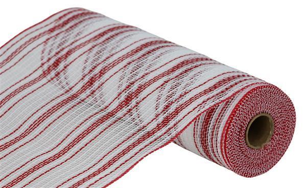 10.25"X10YD FARMHS STRIPE FAUX JUTE MESH RED/WHITE - RY834449