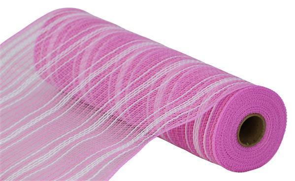 10.25"X10YD FARMHS STRIPE FAUX JUTE MESH - PINK/WHITE - RY834453