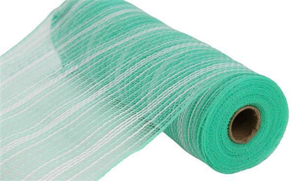 10.25"X10YD MINT GREEN AND WHITE FARMHOUSE STRIPE FAUX JUTE MESH - RY8344Y6