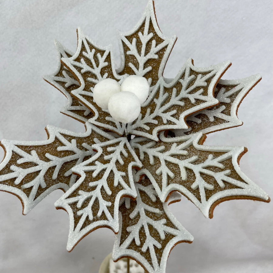 24" HOLLY LEAF POINSETTIA 10" DIAMETER FELT WHITE - XA2102