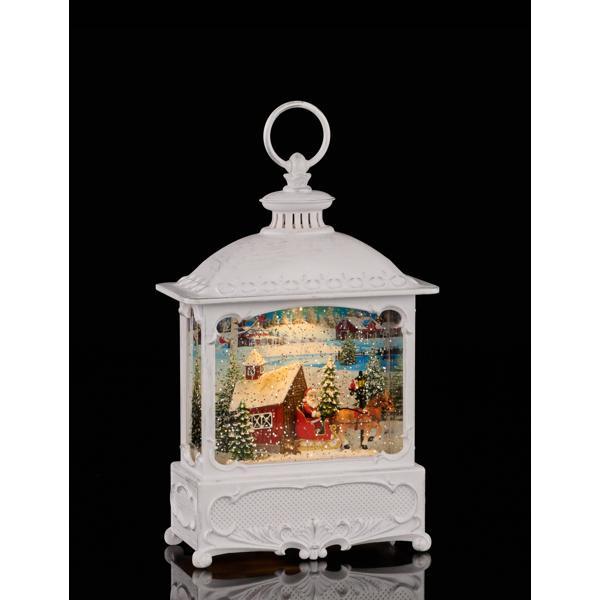 12.25"H SANTA/SLEIGH LANTERN SNOW GLOBE - XC7185