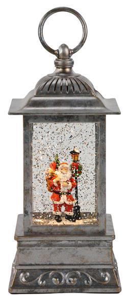 10.25"H LED SANTA LANTERN SNOW GLOBE - XC7209