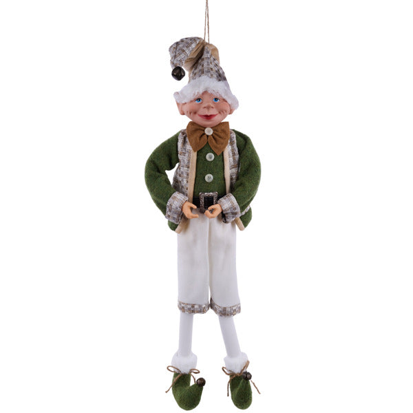 30"H WOODLAND ELF W/HANGER - GREEN/CREAM - XN4380