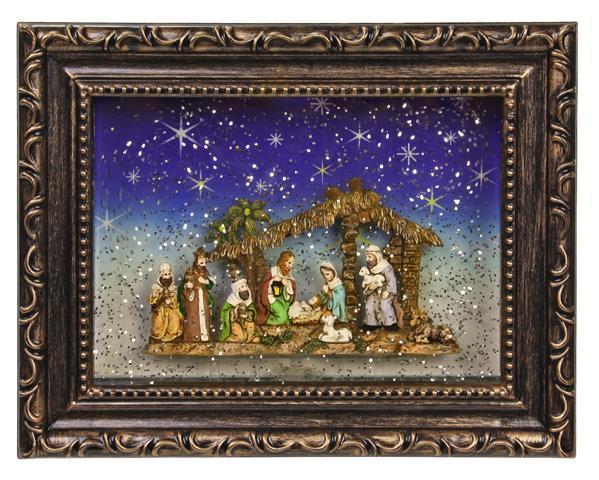 9.5"L NATIVITY PHOTO FRAME SNOW GLOBE - XN9314