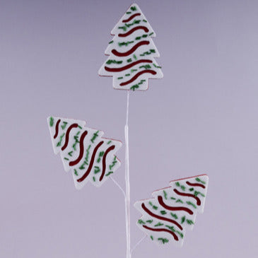 27"L FELT/BEAD CHRISTMAS TREE CAKE SPRAY - WHITE/RED/EMERALD - XP388327