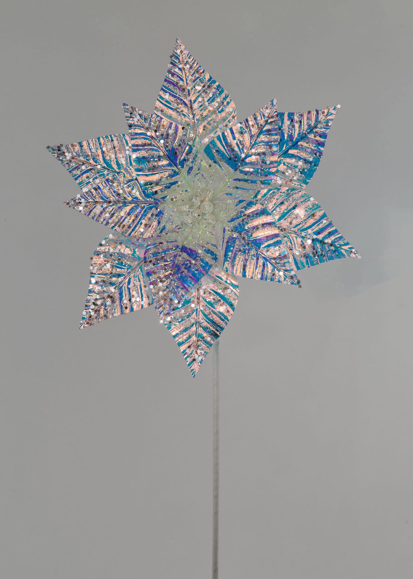 12"DIAX20"L IRIDESCENT GLITTER POINSETTIA - IRIDESCENT - XS4108