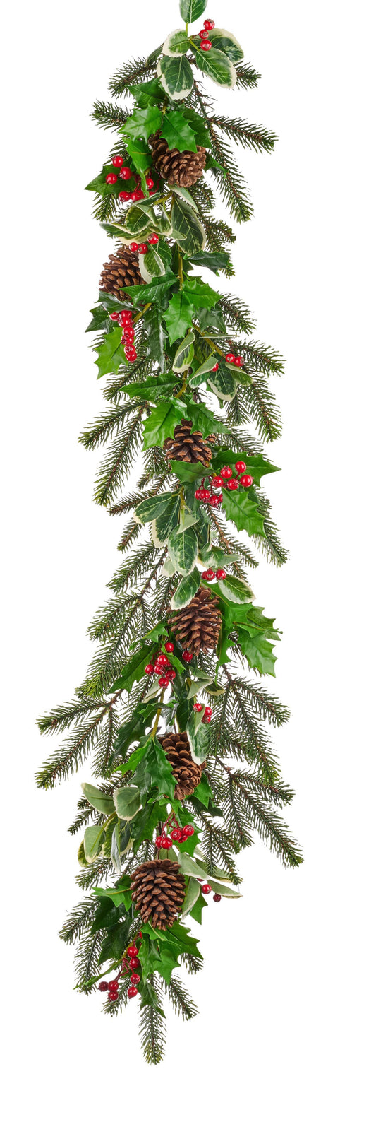 48"L PINE, PINECONE, HOLLY GARLAND - GREEN/RED - XX8666