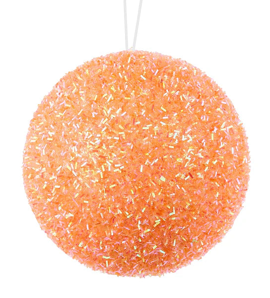4.75"DIA V-CUT FOIL NEON BALL ORN- NEON ORANGE- XJ780620