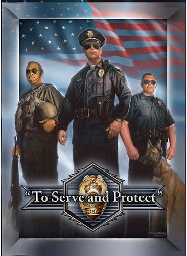 Police, Protect & Serve 12"wx17" Tin Metal Sign-41513