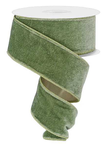 2.5"X10YD DELUXE VELVET/SATIN BACKING- SAGE GREEN- RGE165930