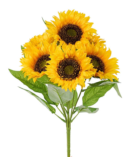 17"L SATIN SUNFLOWER BUSH X7- YELLOW- FN175229
